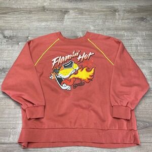 Cheetos Sweatshirt Mens Large Red Fleece Pullover Flamin Hot Graphic Cheetah
